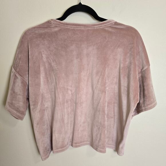 Juicy Couture Rhinestone Fleece Crop Top Size Large Pink - Picture 2 of 3